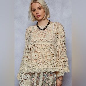 #116 Pol CLOSEOUT FIRM 🌸New! Pol Beautiful Boho Crochet Lace Top